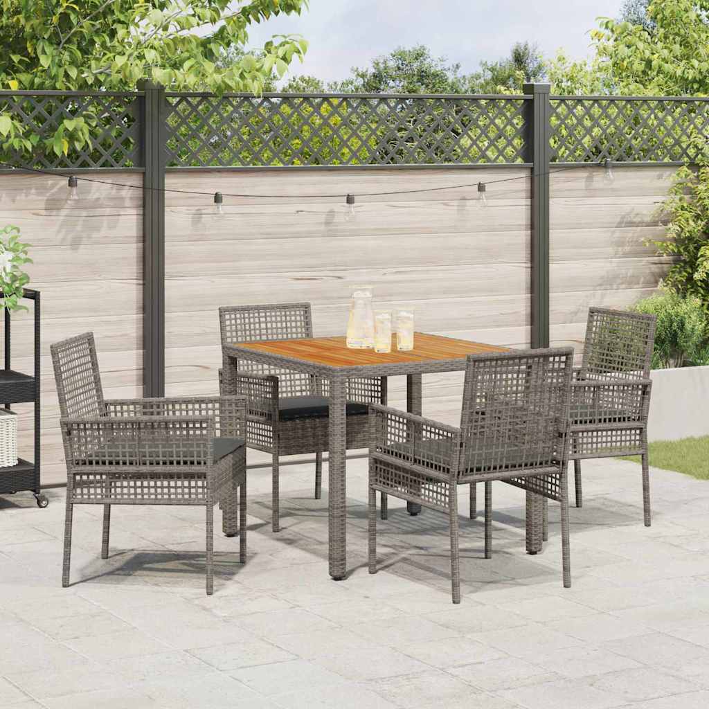 Set da Pranzo per Giardino 5 pcs Grigio polyrattan | homemem39