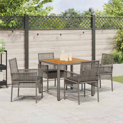 Set da Pranzo per Giardino 5 pcs Grigio polyrattan | homemem39