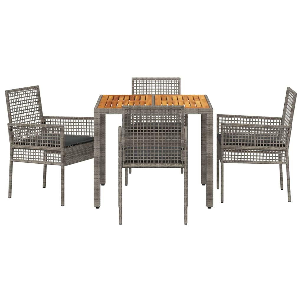 Set da Pranzo per Giardino 5 pcs Grigio polyrattan | homemem39