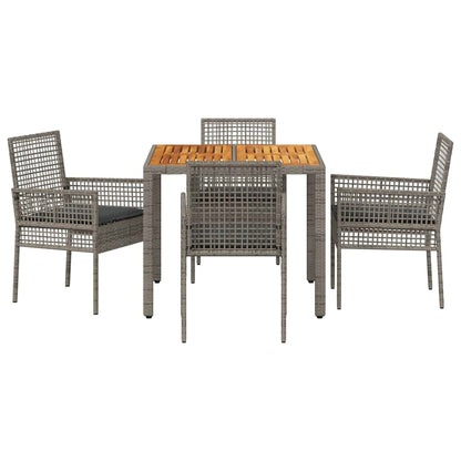 Set da Pranzo per Giardino 5 pcs Grigio polyrattan | homemem39