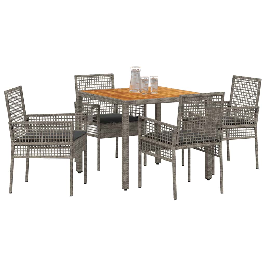Set da Pranzo per Giardino 5 pcs Grigio polyrattan | homemem39