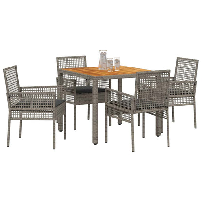 Set da Pranzo per Giardino 5 pcs Grigio polyrattan | homemem39