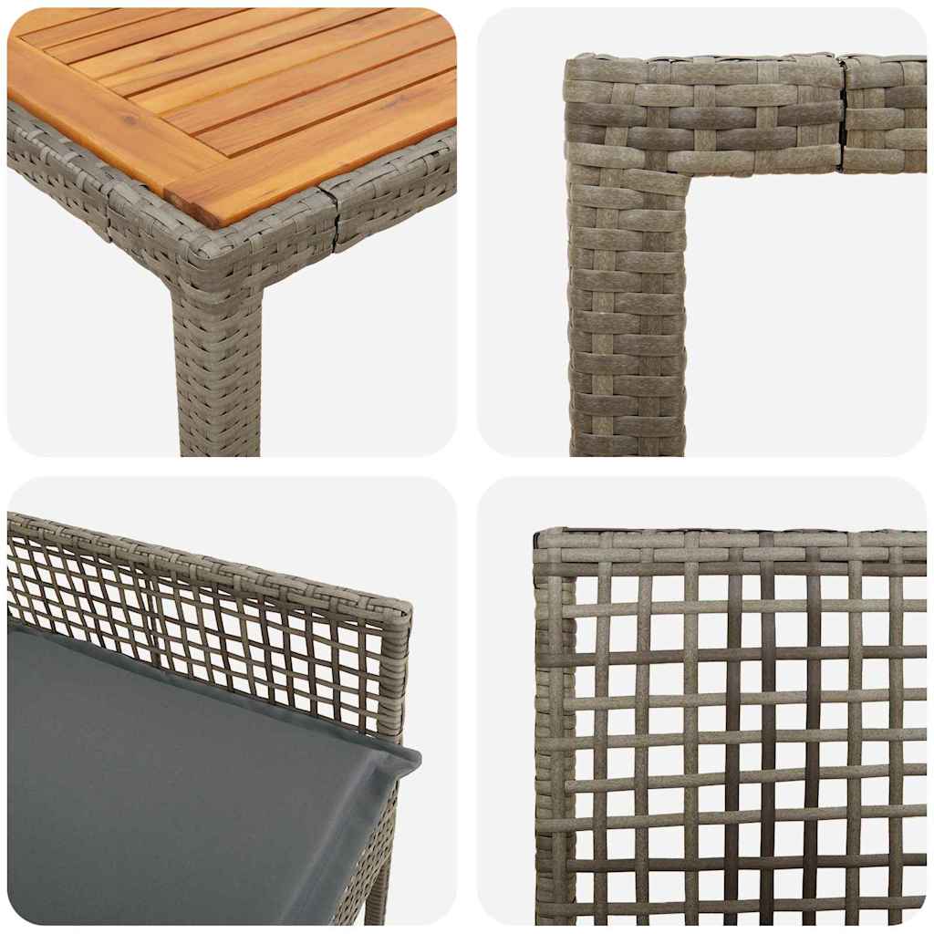 Set da Pranzo per Giardino 7 pcs Grigio polyrattan | homemem39