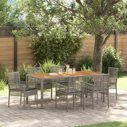 Set da Pranzo per Giardino 7 pcs Grigio polyrattan