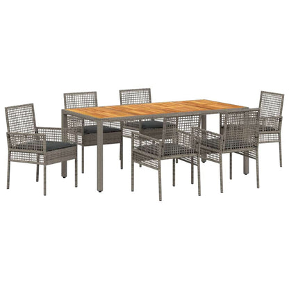 Set da Pranzo per Giardino 7 pcs Grigio polyrattan | homemem39