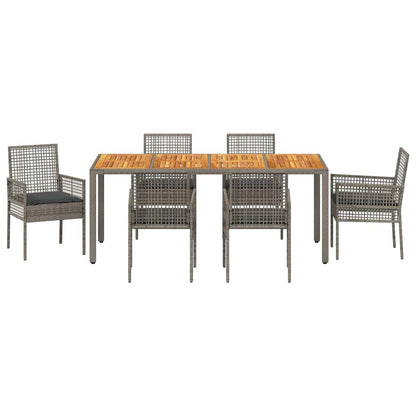 Set da Pranzo per Giardino 7 pcs Grigio polyrattan | homemem39
