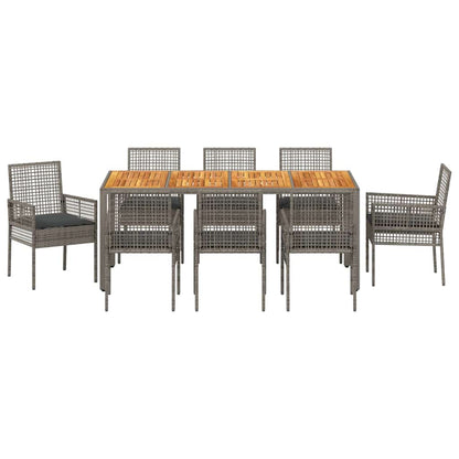Set da Pranzo per Giardino 9 pcs Grigio polyrattan | homemem39