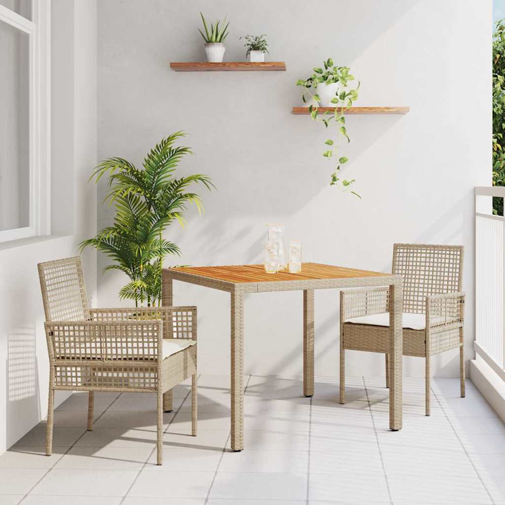 Set da Pranzo per Giardino 3 pcs Beige polyrattan | homemem39