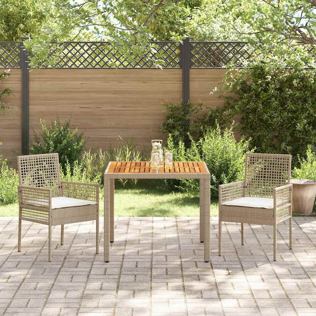 Set da Pranzo per Giardino 3 pcs Beige polyrattan | homemem39