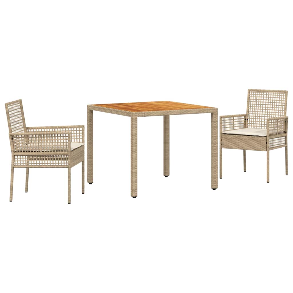 Set da Pranzo per Giardino 3 pcs Beige polyrattan | homemem39