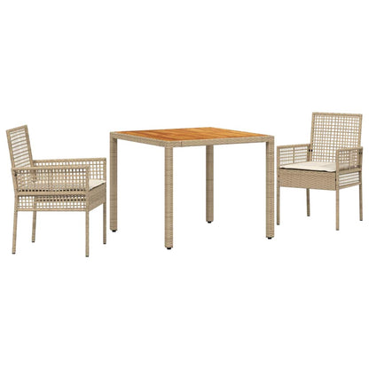 Set da Pranzo per Giardino 3 pcs Beige polyrattan | homemem39