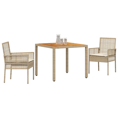 Set da Pranzo per Giardino 3 pcs Beige polyrattan | homemem39