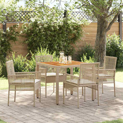 Set da Pranzo per Giardino 5 pcs Beige polyrattan | homemem39
