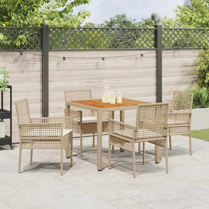 Set da Pranzo per Giardino 5 pcs Beige polyrattan | homemem39