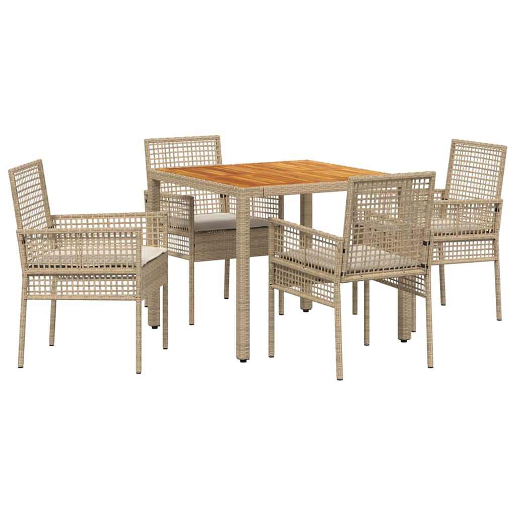 Set da Pranzo per Giardino 5 pcs Beige polyrattan | homemem39