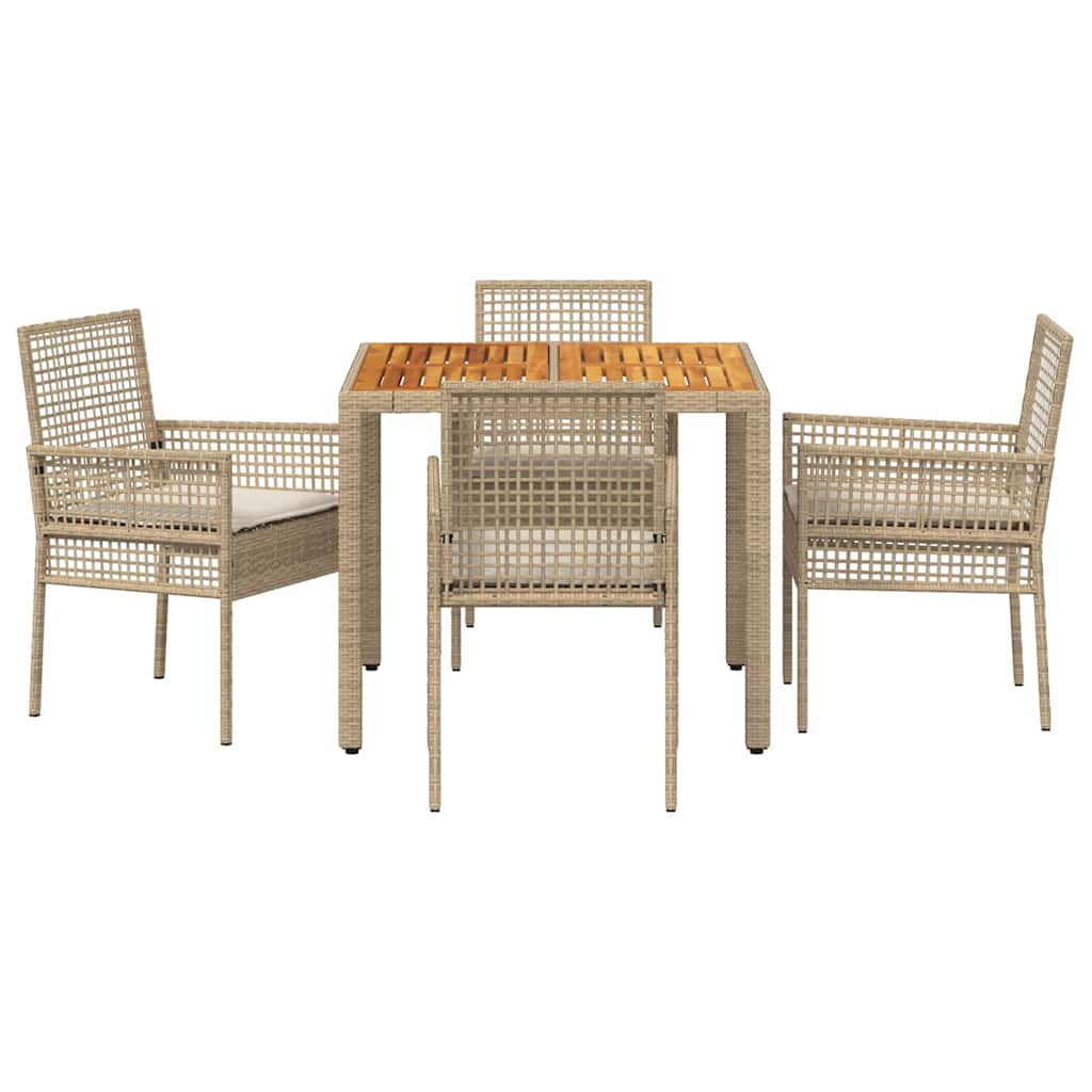Set da Pranzo per Giardino 5 pcs Beige polyrattan | homemem39