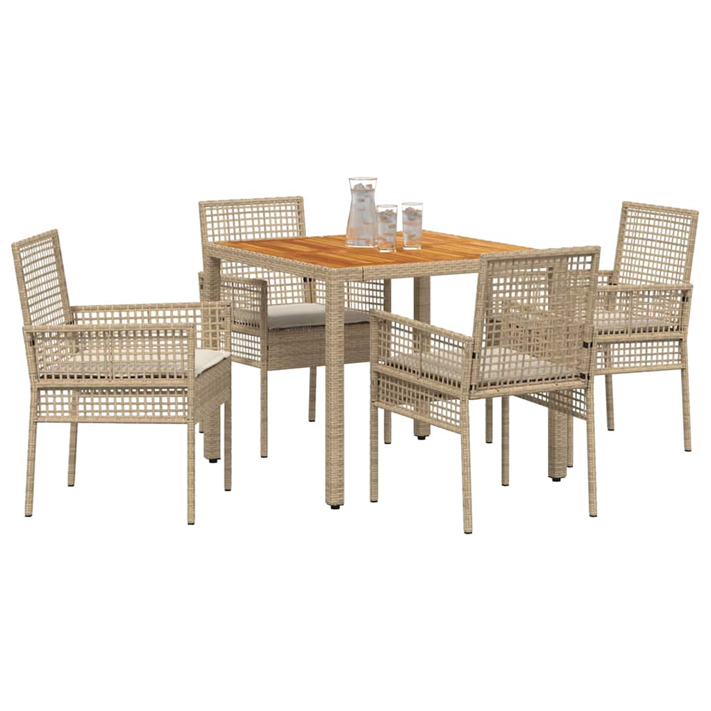 Set da Pranzo per Giardino 5 pcs Beige polyrattan | homemem39