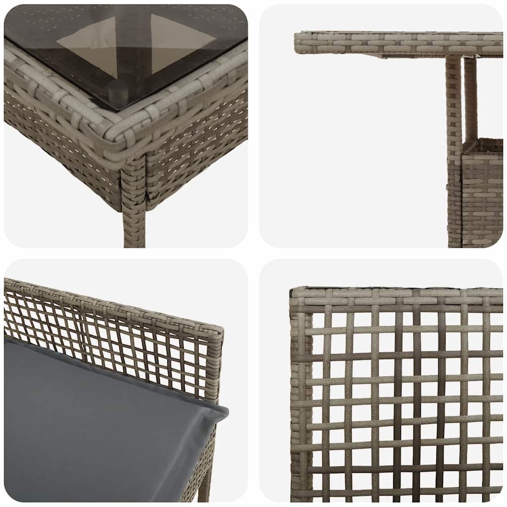 Set da Pranzo per Giardino 3 pcs Grigio polyrattan | homemem39