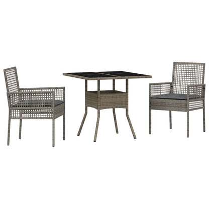Set da Pranzo per Giardino 3 pcs Grigio polyrattan | homemem39