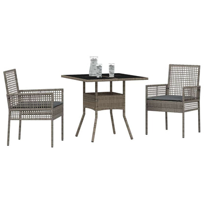 Set da Pranzo per Giardino 3 pcs Grigio polyrattan | homemem39