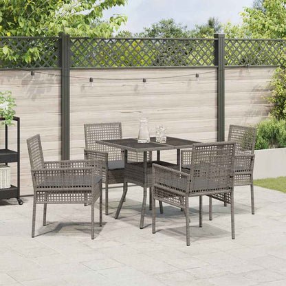 Set da Pranzo per Giardino 5 pcs Grigio polyrattan | homemem39