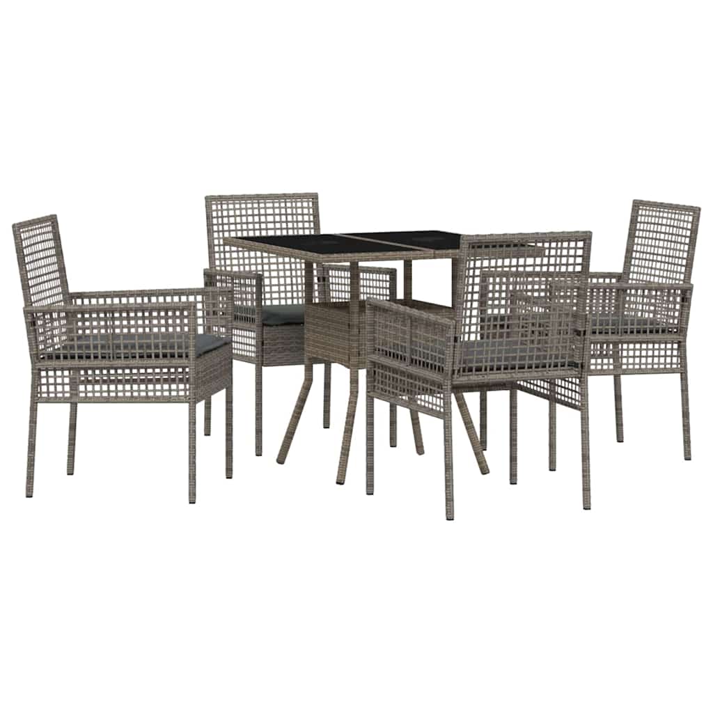 Set da Pranzo per Giardino 5 pcs Grigio polyrattan | homemem39