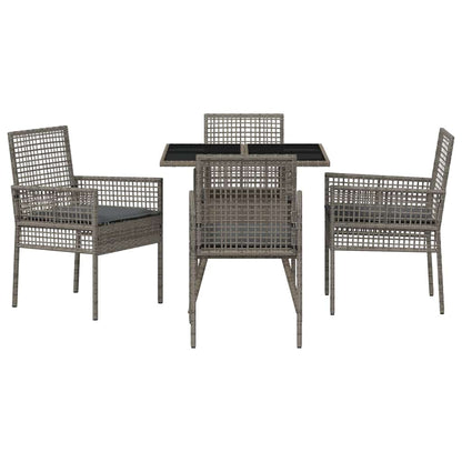 Set da Pranzo per Giardino 5 pcs Grigio polyrattan | homemem39