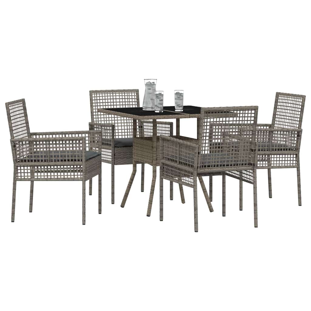 Set da Pranzo per Giardino 5 pcs Grigio polyrattan | homemem39
