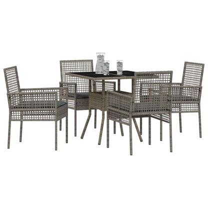 Set da Pranzo per Giardino 5 pcs Grigio polyrattan | homemem39