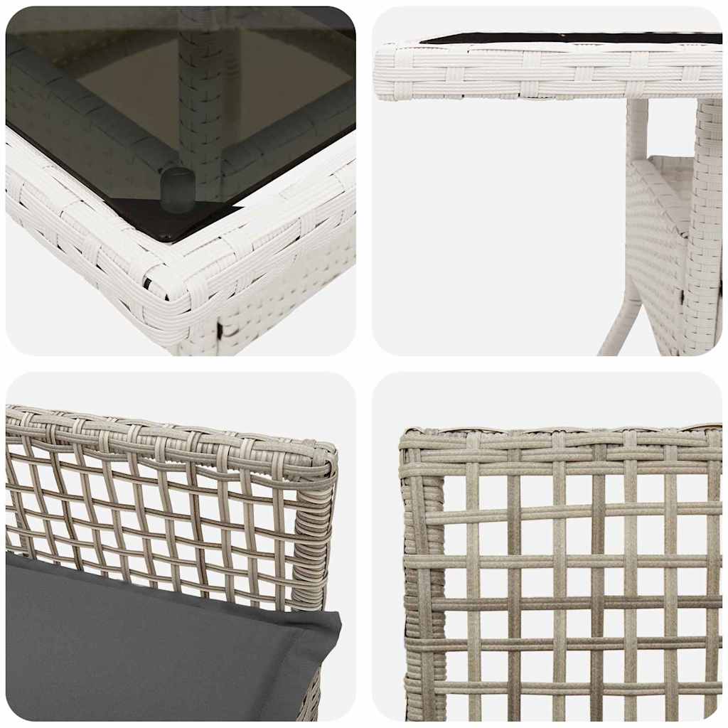 Set da Pranzo per Giardino 3 pcs Grigio chiaro polyrattan | homemem39