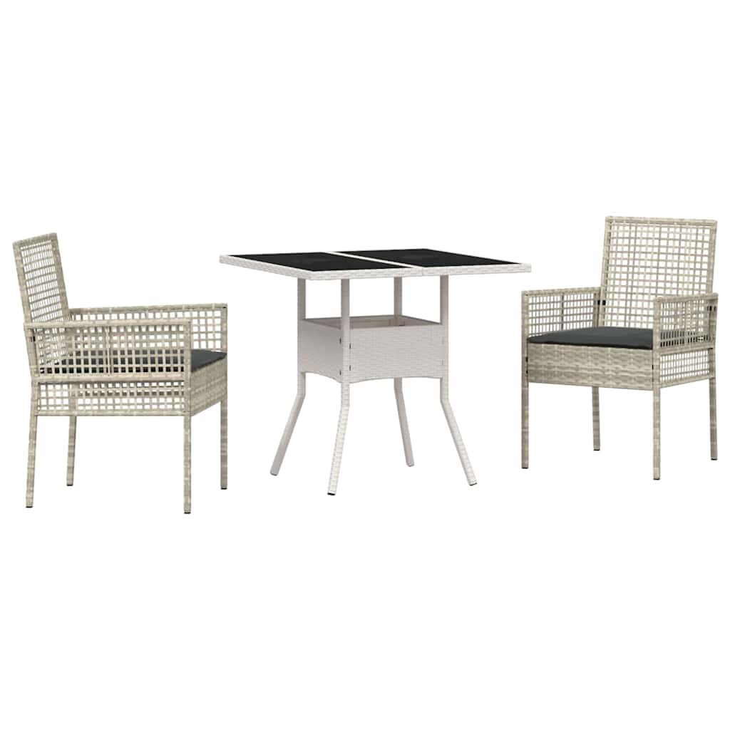 Set da Pranzo per Giardino 3 pcs Grigio chiaro polyrattan | homemem39