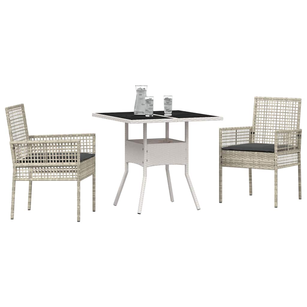 Set da Pranzo per Giardino 3 pcs Grigio chiaro polyrattan | homemem39