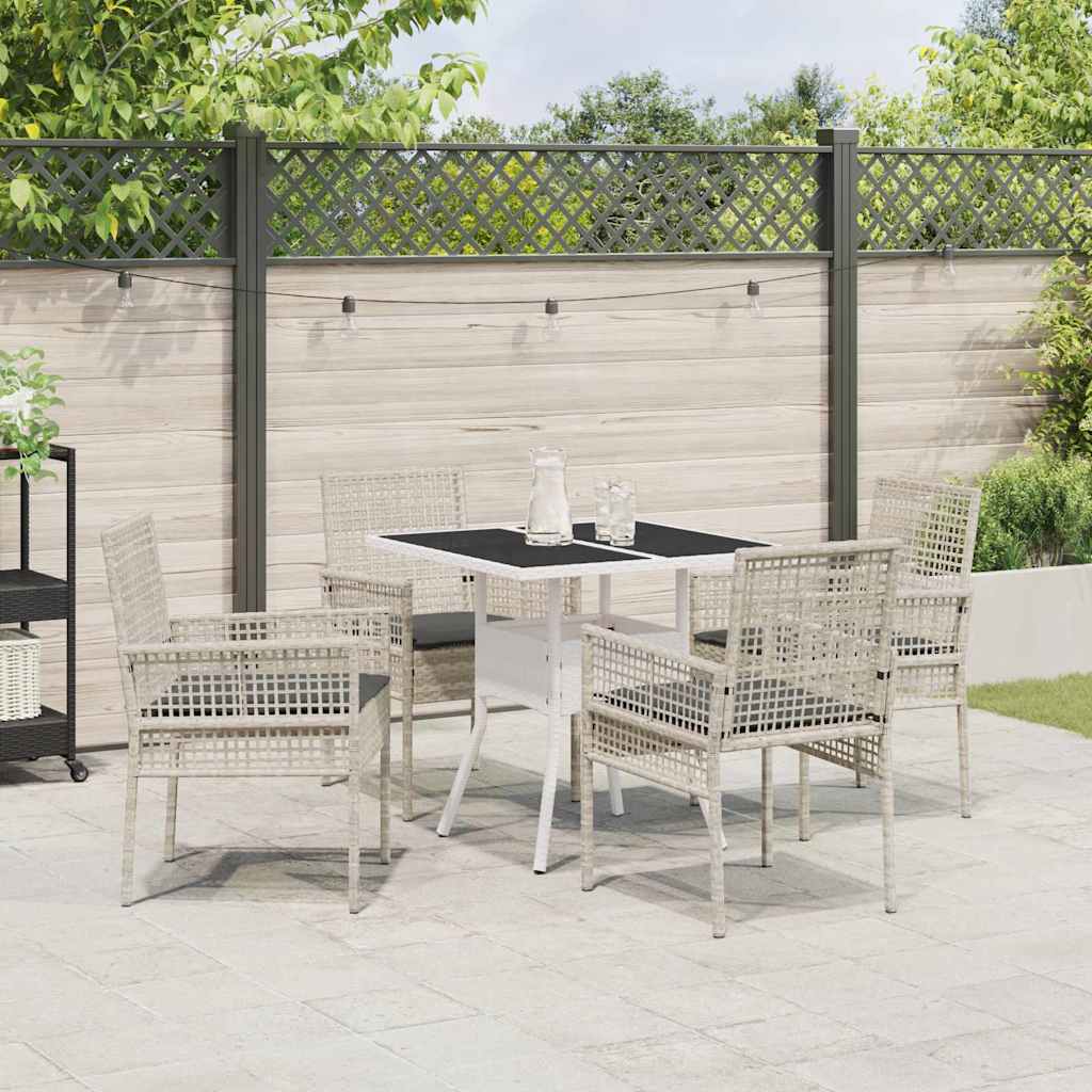 Set da Pranzo per Giardino 5 pcs Grigio chiaro polyrattan | homemem39