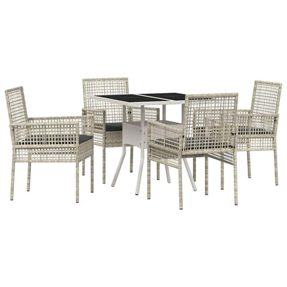 Set da Pranzo per Giardino 5 pcs Grigio chiaro polyrattan | homemem39