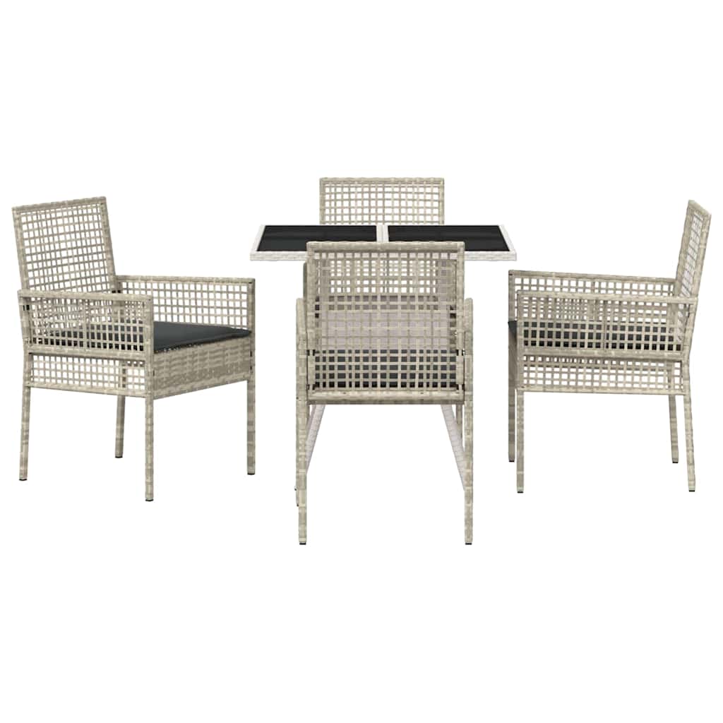 Set da Pranzo per Giardino 5 pcs Grigio chiaro polyrattan | homemem39