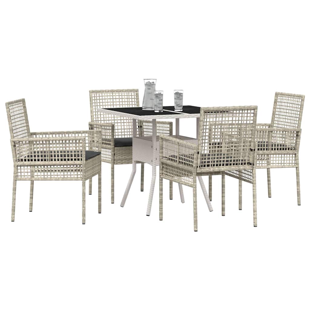 Set da Pranzo per Giardino 5 pcs Grigio chiaro polyrattan | homemem39