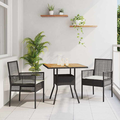 Set da Pranzo per Giardino 3 pcs Nero polyrattan | homemem39