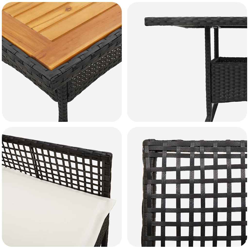 Set da Pranzo per Giardino 5 pcs Nero polyrattan | homemem39