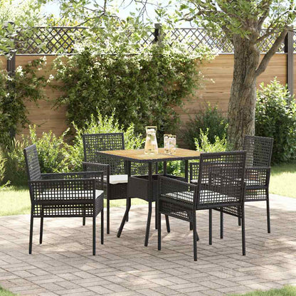 Set da Pranzo per Giardino 5 pcs Nero polyrattan | homemem39