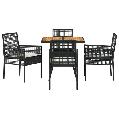 Set da Pranzo per Giardino 5 pcs Nero polyrattan | homemem39