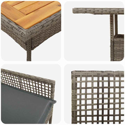 Set da Pranzo per Giardino 3 pcs Grigio polyrattan | homemem39