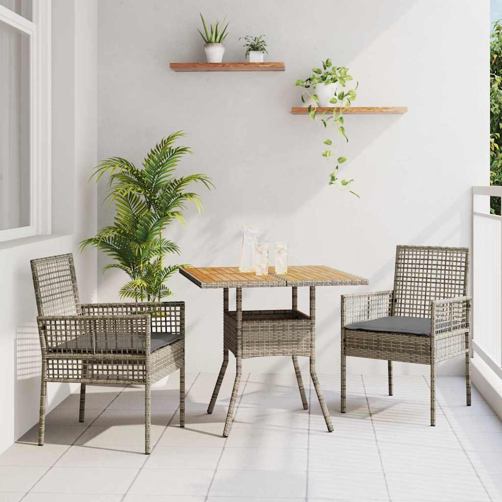 Set da Pranzo per Giardino 3 pcs Grigio polyrattan | homemem39