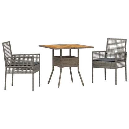 Set da Pranzo per Giardino 3 pcs Grigio polyrattan | homemem39