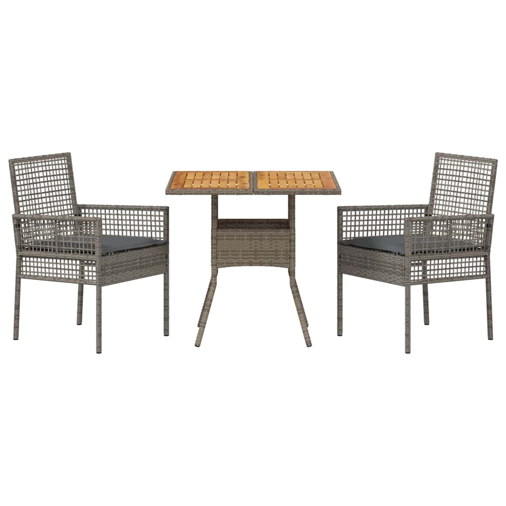 Set da Pranzo per Giardino 3 pcs Grigio polyrattan | homemem39