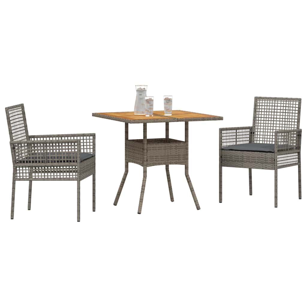 Set da Pranzo per Giardino 3 pcs Grigio polyrattan | homemem39
