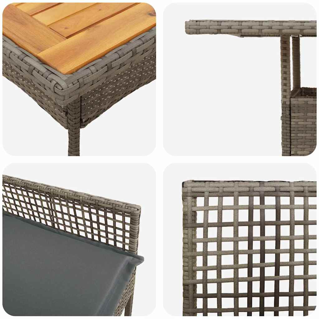 Set da Pranzo per Giardino 5 pcs Grigio polyrattan | homemem39