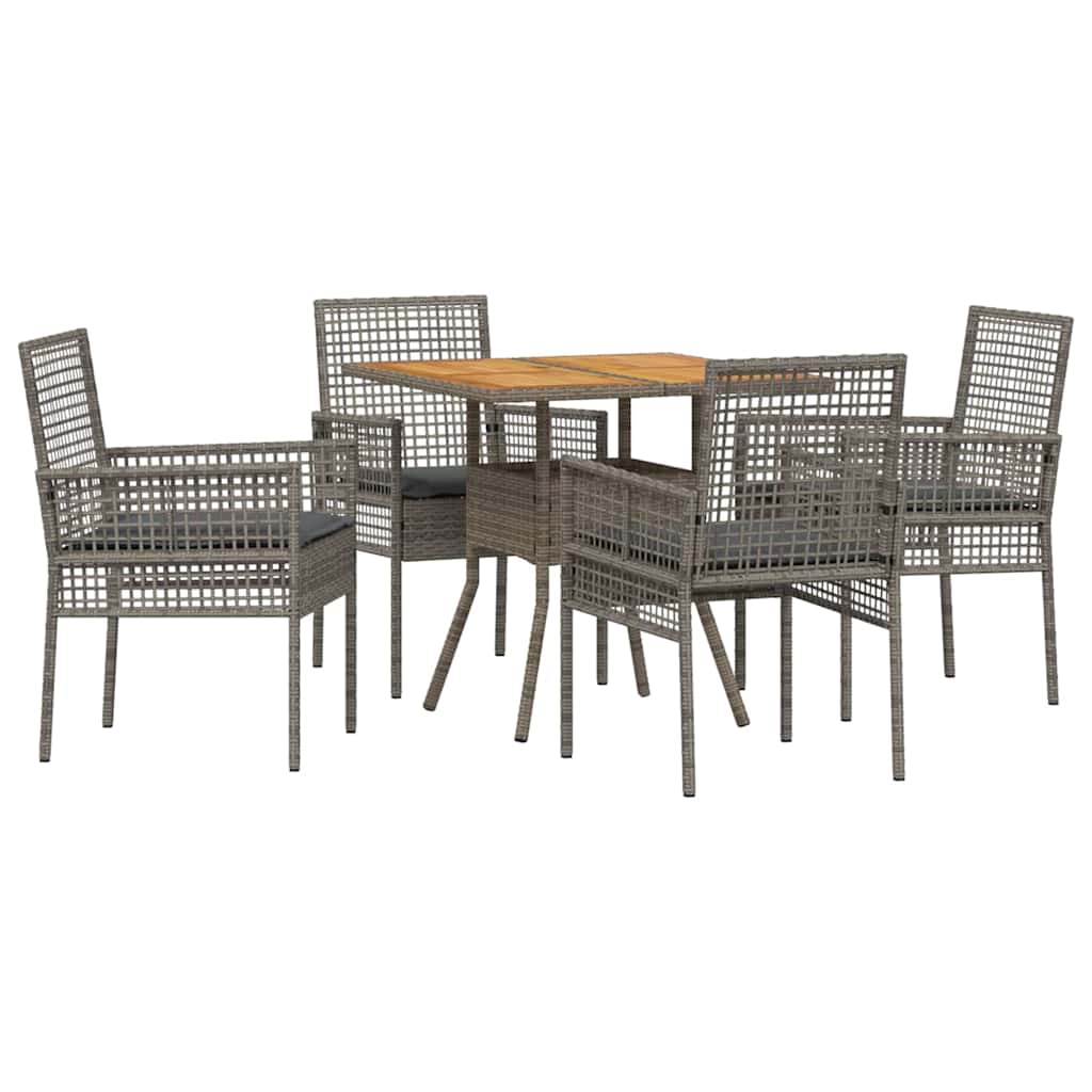 Set da Pranzo per Giardino 5 pcs Grigio polyrattan | homemem39