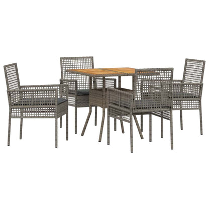 Set da Pranzo per Giardino 5 pcs Grigio polyrattan | homemem39