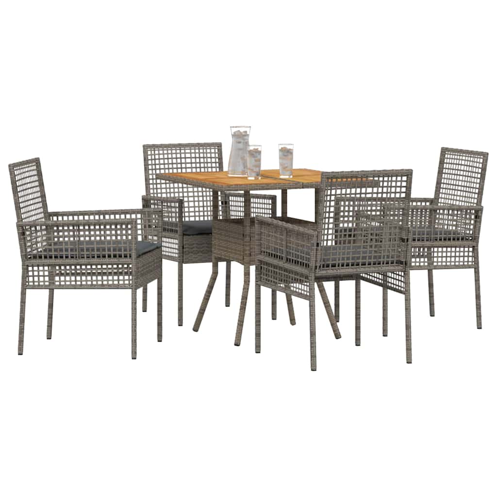 Set da Pranzo per Giardino 5 pcs Grigio polyrattan | homemem39