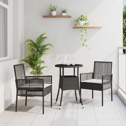Set da Pranzo per Giardino 3 pcs Nero polyrattan | homemem39